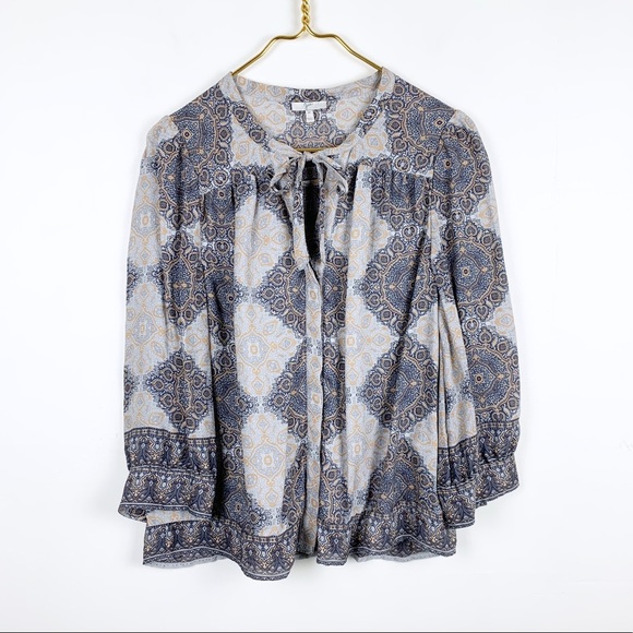 Joie Tops - Joie Silk Tie Neck Printed Oversized Blouse